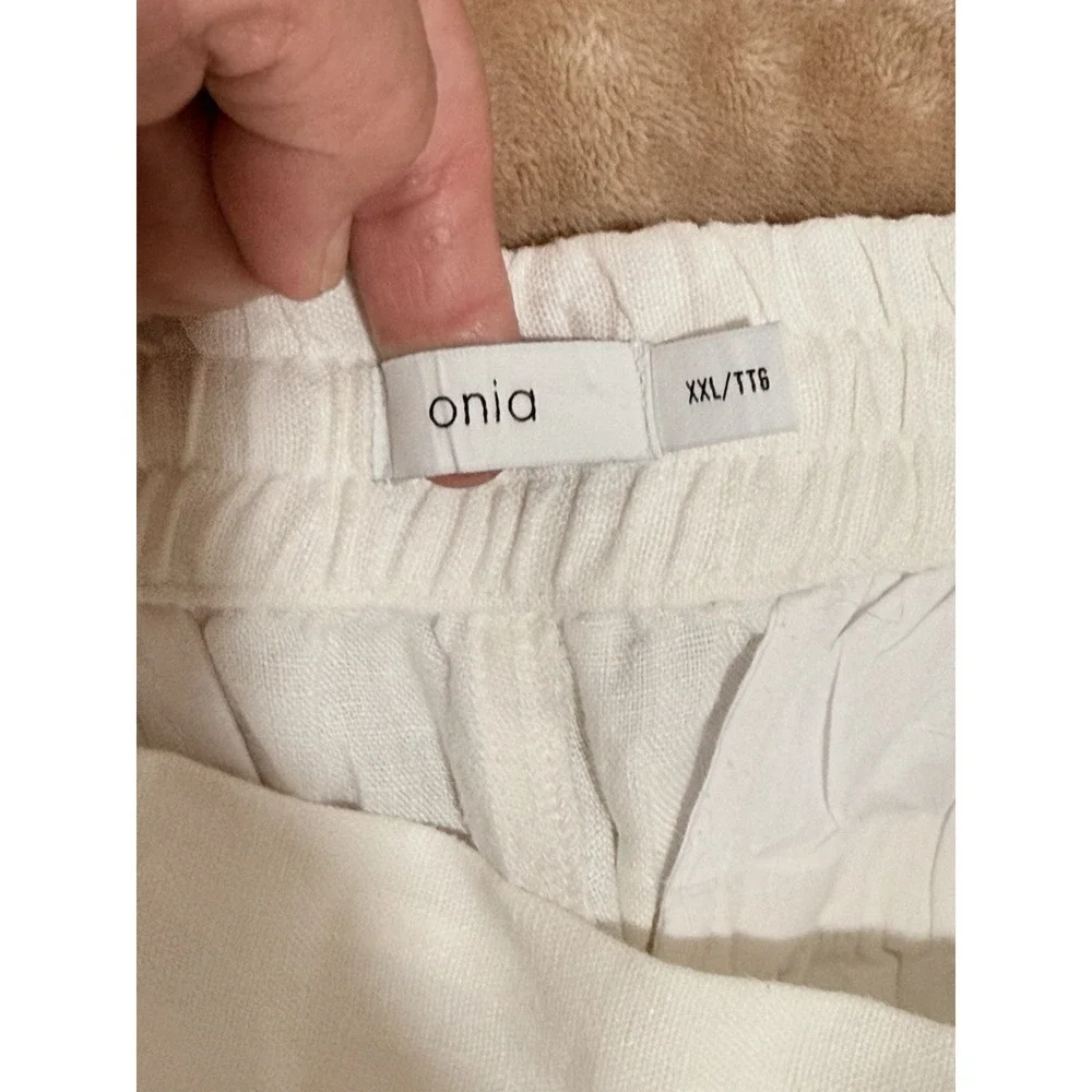 Onia White Linen Drawstring Chinos